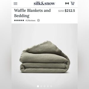 $240.13 Silk&Snow Waffle 100% cotton Duvet Cover, Eucalyptus, King